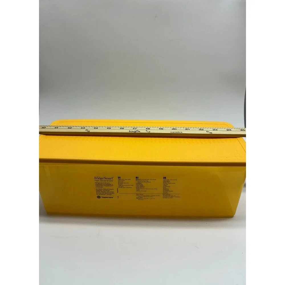 Tupperware FridgeSmart #3995 #3996 Large Yellow Vented Produce Keeper 14.75